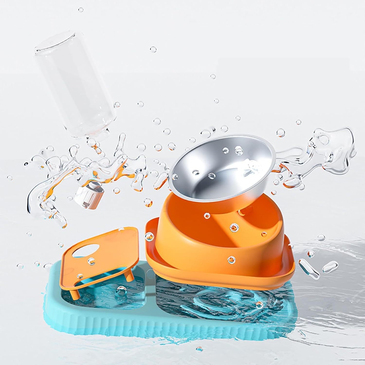 Elevated Cat and Dog Bowl with Built In Water Supply
