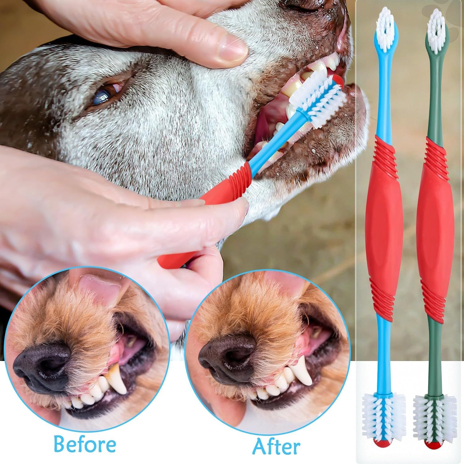 Dual-Head Pet Toothbrush – 360° Cleaning for Healthy Gums & Teeth