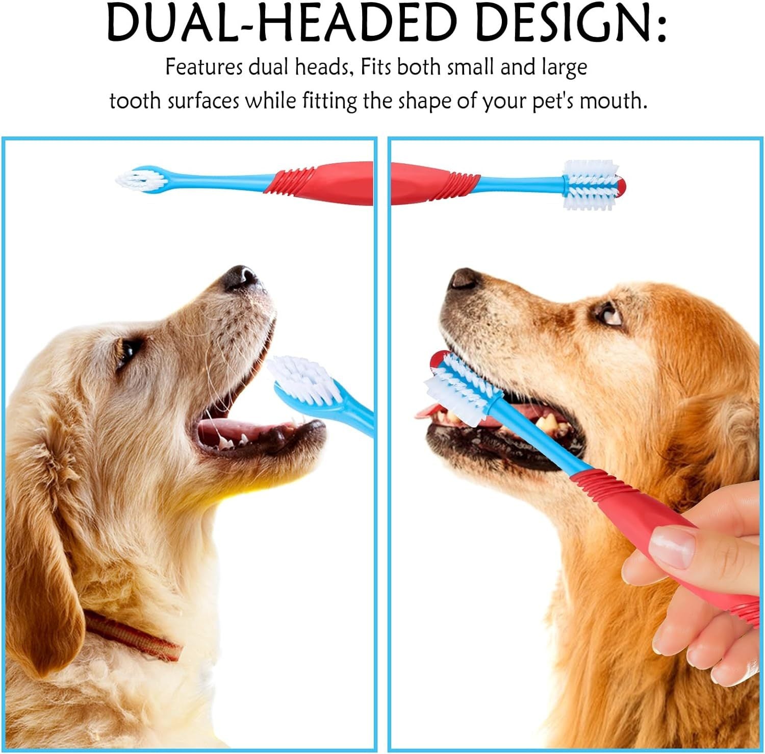 Dual-Head Pet Toothbrush – 360° Cleaning for Healthy Gums & Teeth