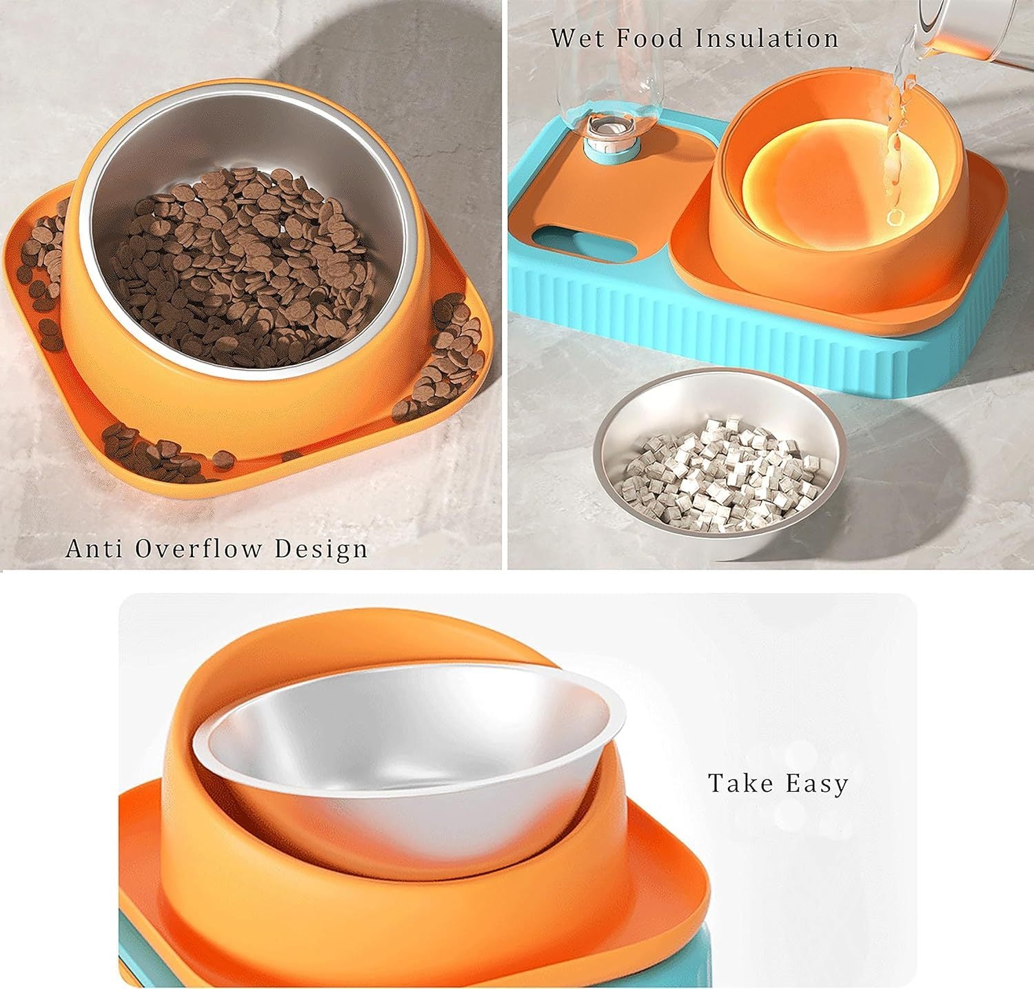 Elevated Cat and Dog Bowl with Built In Water Supply