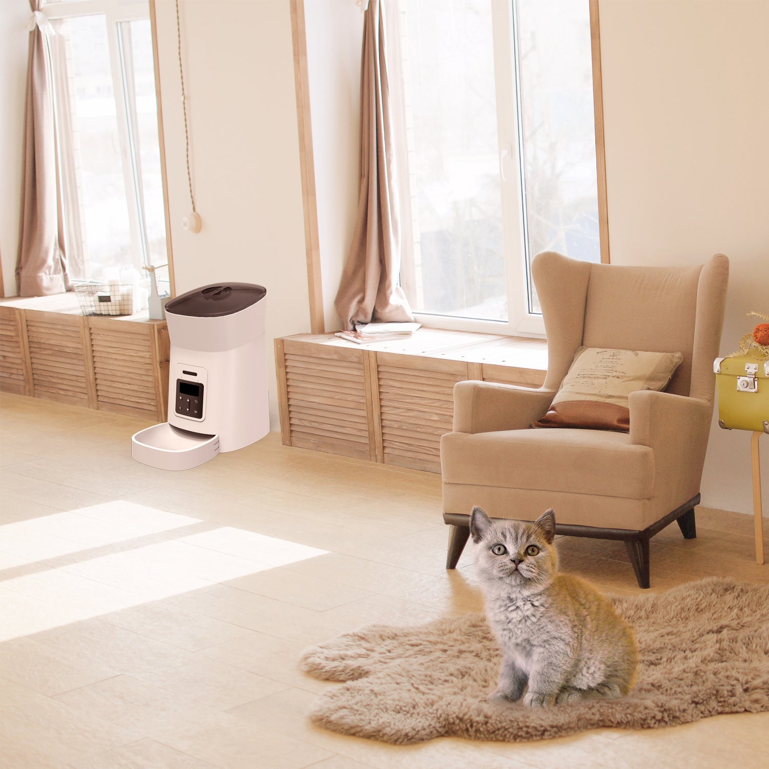Smart Button-Control Pet Feeder – Simple & Stress-Free Mealtimes