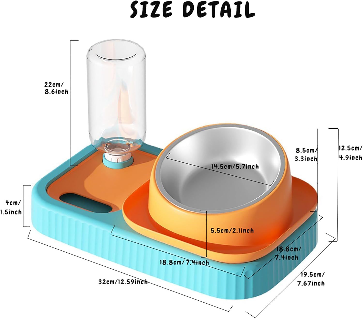 Elevated Cat and Dog Bowl with Built In Water Supply