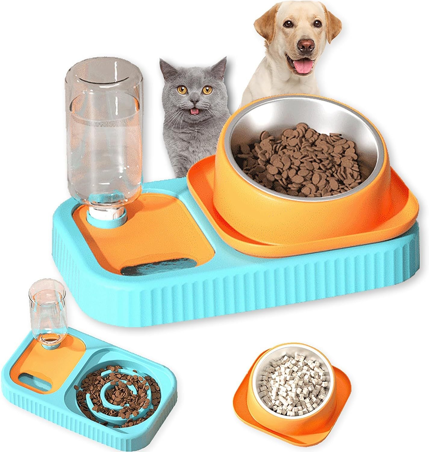 Elevated Cat and Dog Bowl with Built In Water Supply