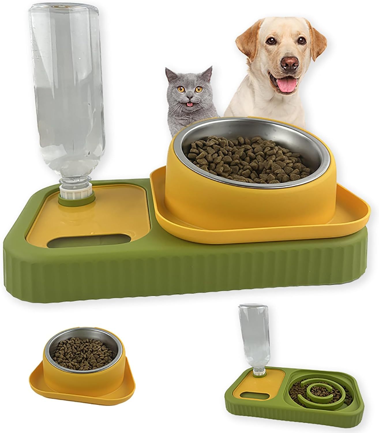 Elevated Cat and Dog Bowl with Built In Water Supply